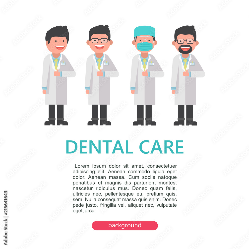Dentistry. Dental care. Vector illustration in flat style. Dentistry. Dental care. Vector illustration in flat style.