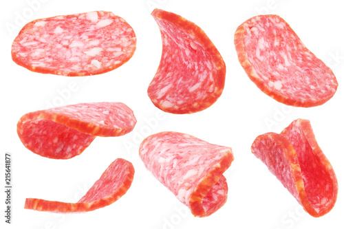 Sliced pieces of salami set
