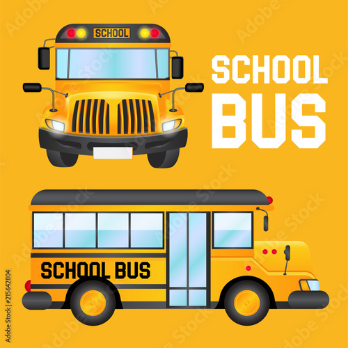 bus school perspective.vector illustration.front view,side view.