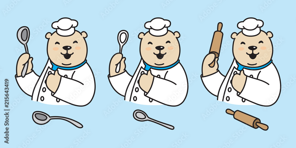 Bear vector polar Bear icon logo cartoon character chef cooking bakery illustration doodle Bear vector polar Bear icon logo cartoon character chef cooking bakery illustration doodle