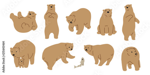 Bear vector polar Bear icon logo cartoon fish salmon illustration character doodle brown