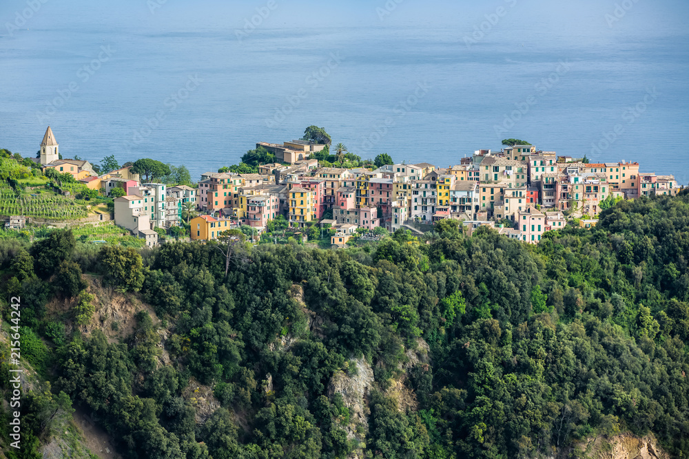 View of Corniglia, colorful villages of Cinque Terre, Italy.