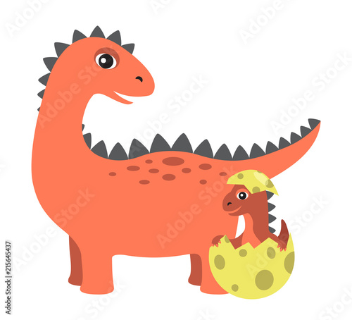 Prehistoric Creature and Egg Vector Illustration