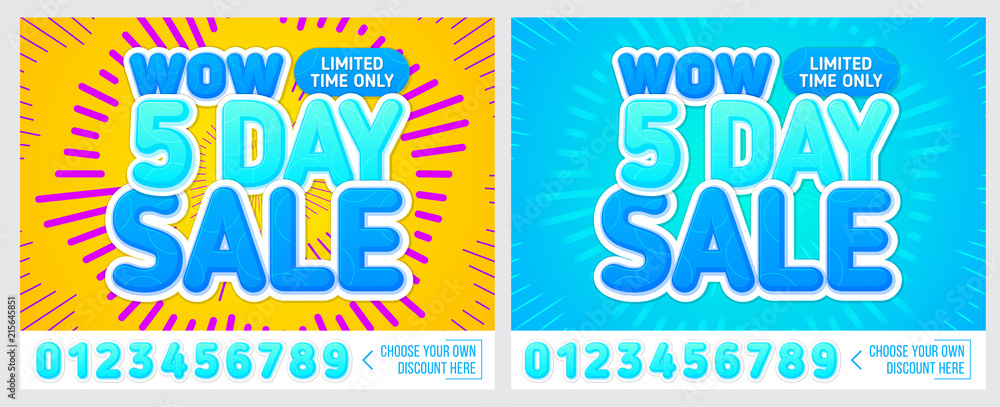 Sale banner on colorful background. 5 day only. Sale poster. Geometric design. Super Sale and special offer. Vector illustration. Sale banner on colorful background. 5 day only. Sale poster. Geometric design. Super Sale and special offer. Vector illustration.
