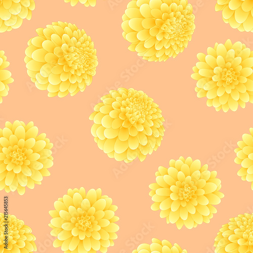 Fototapeta Naklejka Na Ścianę i Meble -  Yellow Dahlia on Orange Background