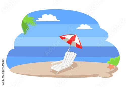 Seaview Seascape with Tropical Beach Chaise Longue