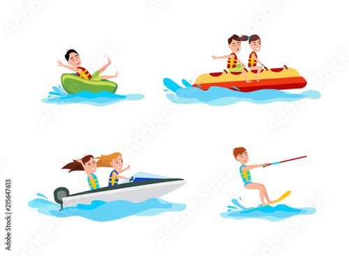 Kitesurfing Set of Sports Vector Illustration