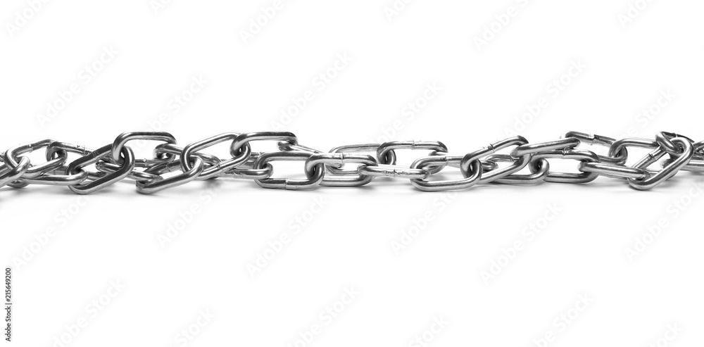 Fototapeta premium metal chain isolated on white background, top view