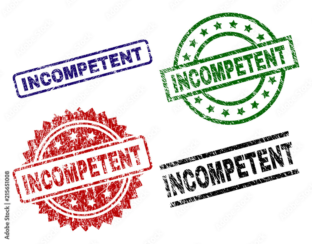 INCOMPETENT seal prints with corroded texture. Black, green,red,blue vector rubber prints of INCOMPETENT tag with retro texture. Rubber seals with circle, rectangle, medal shapes. INCOMPETENT seal prints with corroded texture. Black, green,red,blue vector rubber prints of INCOMPETENT tag with retro texture. Rubber seals with circle, rectangle, medal shapes.