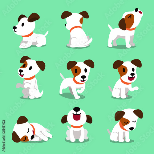 Cartoon character jack russell terrier dog poses for design.