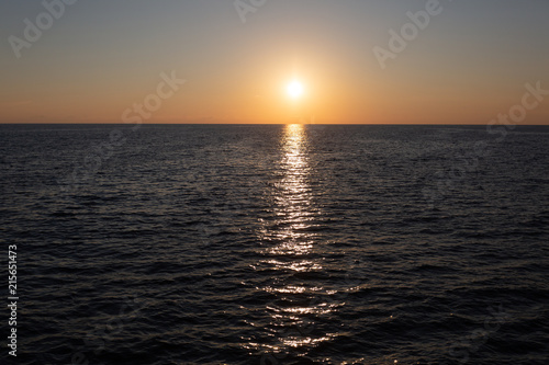 beautiful sunset on the sea hot summer.