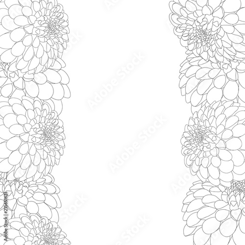 Fototapeta Naklejka Na Ścianę i Meble -  Dahlia Outline Border