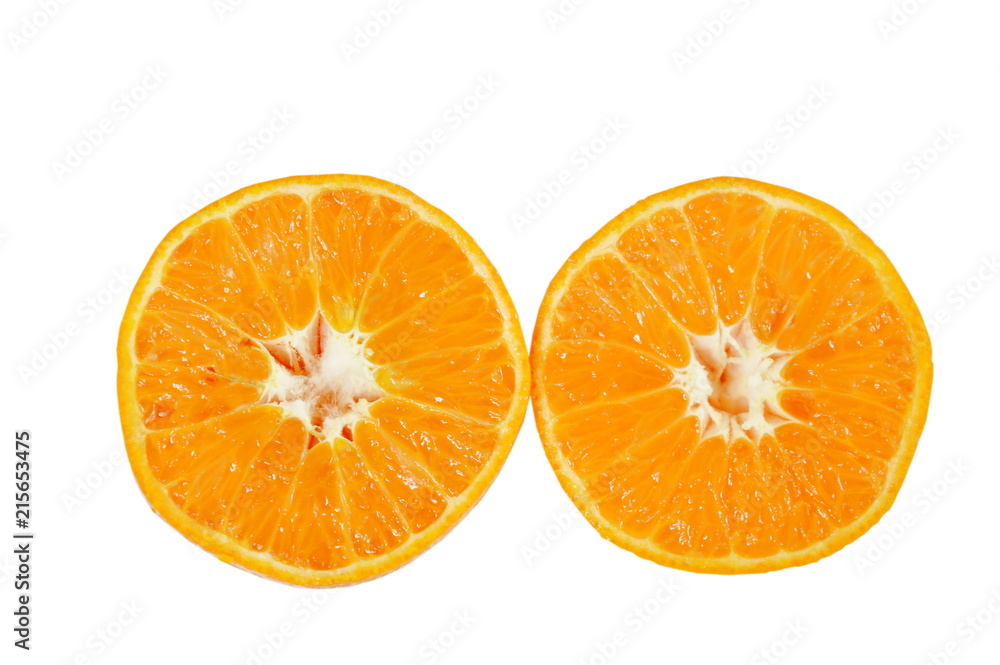 orange half cutting with water drop on white background orange half cutting with water drop on white background