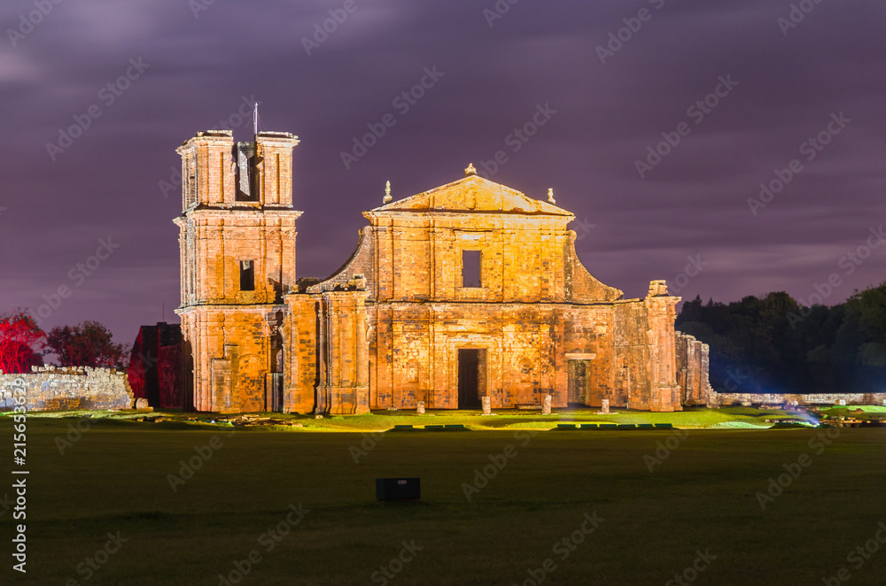 Fototapeta premium Part of the UNESCO site - Jesuit Missions of the Guaranis: Church, Ruins of Sao Miguel das Missoe, Rio Grande do Sul, Brazil.
