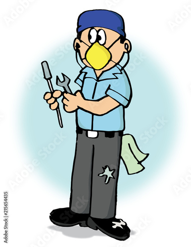 Trabajador mecanico tapabocas