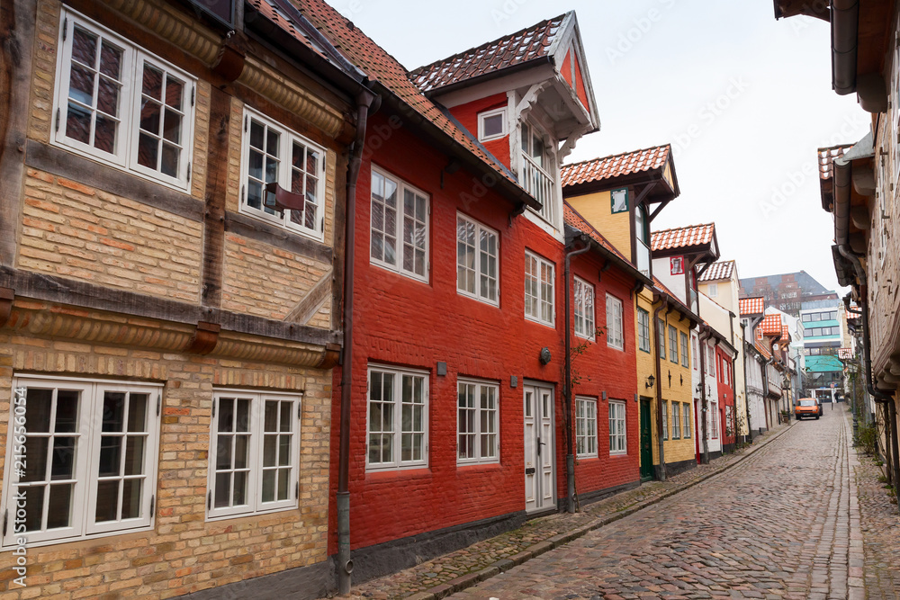 Street in old town of Flensburg, Germany