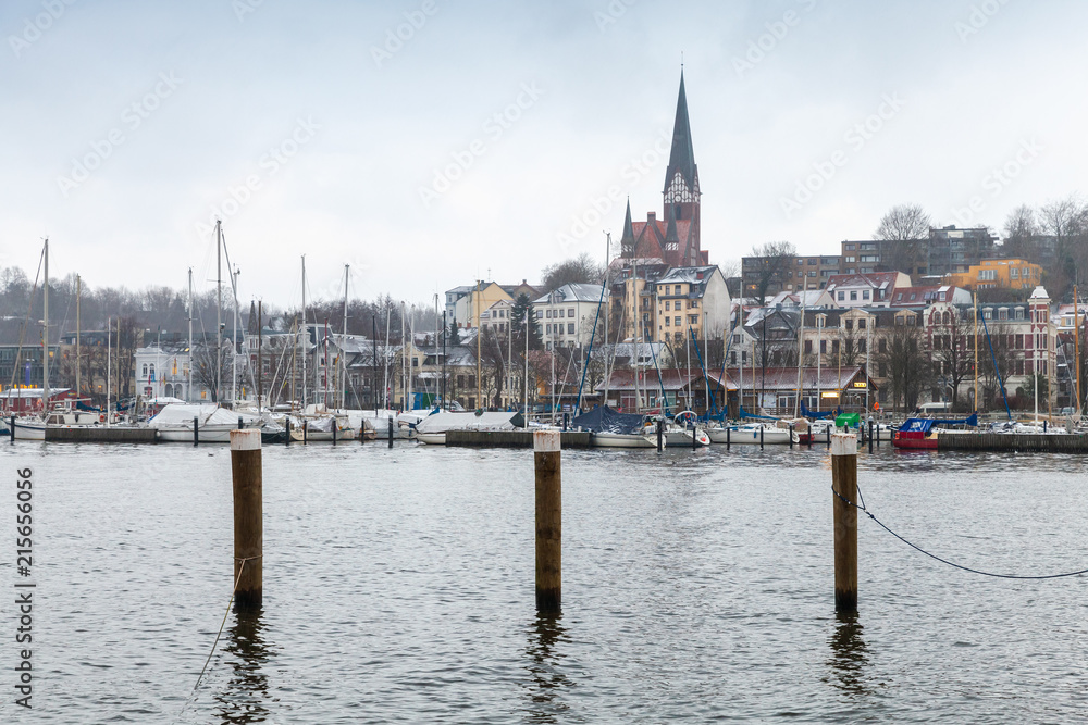 Fototapeta premium Flensburg town in winter, Germany