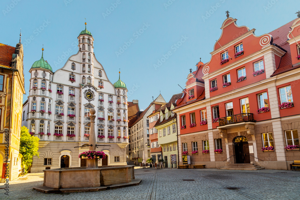 The Renaissance Hall in the historic centre of Memmingen, a town in Swabia, Bavaria, Germany. 