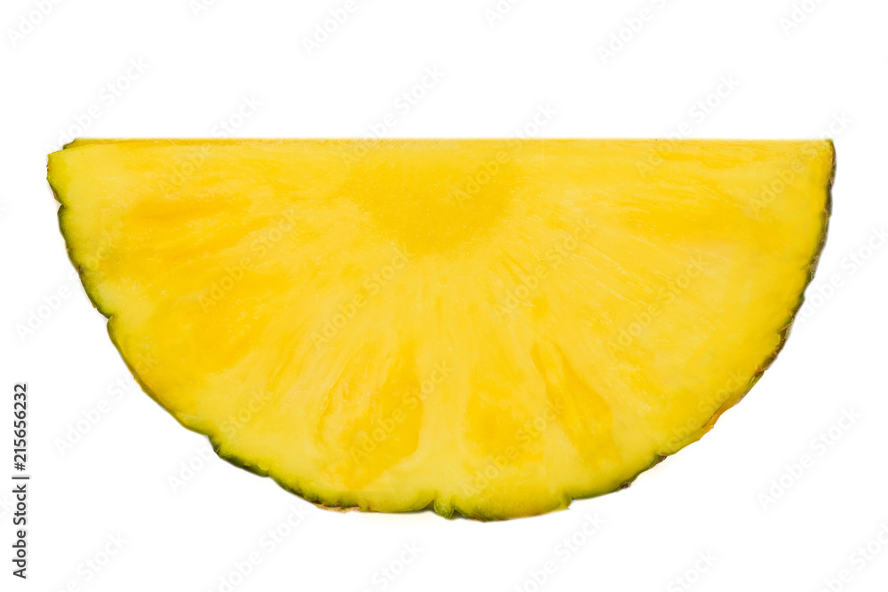 Piece of Pineapple tropical fruit isolated on white background, macro. Sliced Pineapple Piece of Pineapple tropical fruit isolated on white background, macro. Sliced Pineapple