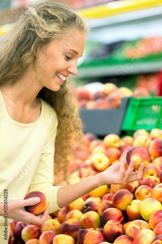 Portrait of a Woman Buying Fruits in a Supermarket