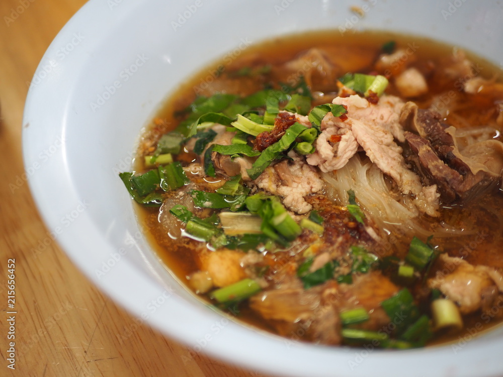 Noodle soup Thai style with stew pork or beef Noodle soup Thai style with stew pork or beef