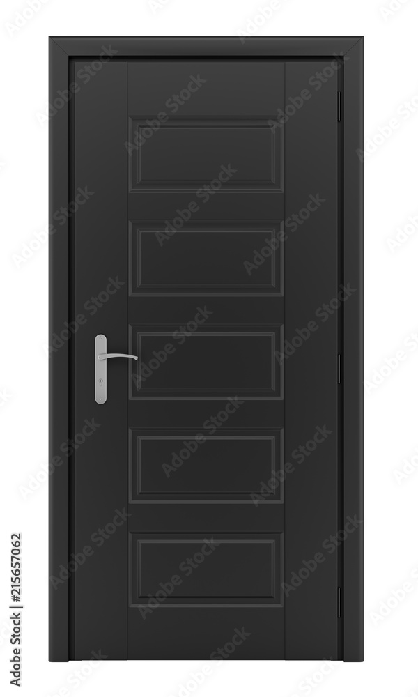 Naklejka premium black door isolated on white background
