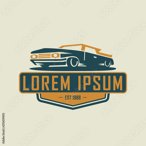 A template of classic or vintage or retro car logo design. vintage style