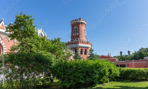 Petrovsky travelling palace in Moscow, neoghotic red bricked architecture photo