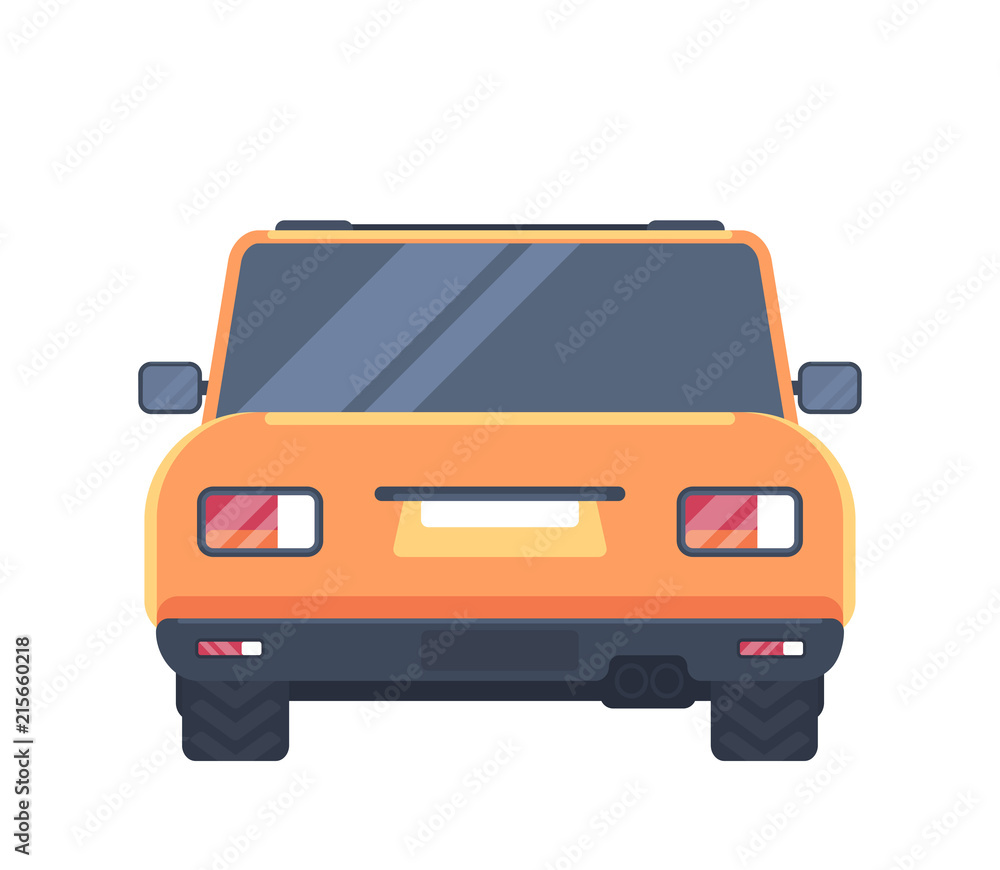 Car back view. Vector illustation isolated on white. Car back view. Vector illustation isolated on white.