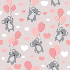 Wandcirkels Dieren met ballon patronen Koala met ballonnen tussen wolken  © Gabriel Onat