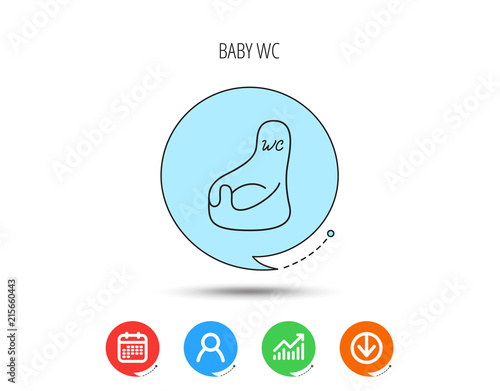 Baby wc icon. Child toilet sign.