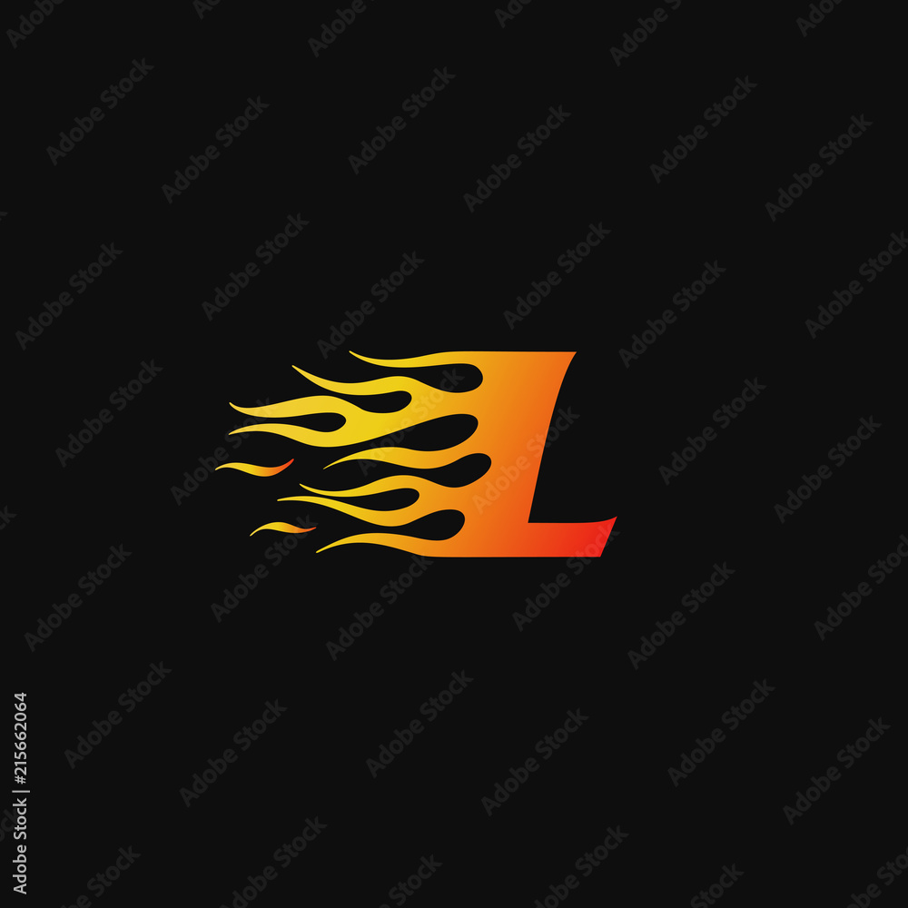 letter L Burning flame logo design template letter L Burning flame logo design template