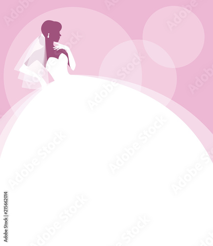 Silhouette portrait of a bride in profile in a wedding dress and veil vector illustration