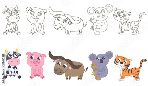 Animals for coloring vector illustration