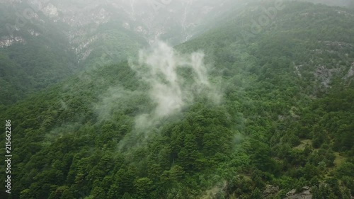 4k uhd footage flying above the rainforest into the rainy  clouds on a stormy day