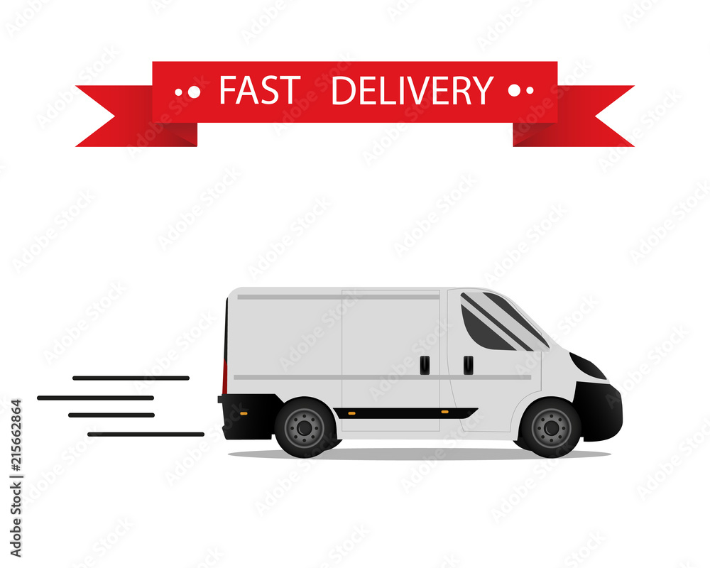 Car. Isolated on white background. Vector illustration of delivery. Flat style. Side view. Profile. Car. Isolated on white background. Vector illustration of delivery. Flat style. Side view. Profile.
