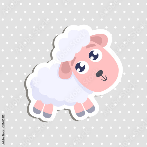 Wallpaper Mural Cute little sheep sticker. Flat design. Torontodigital.ca
