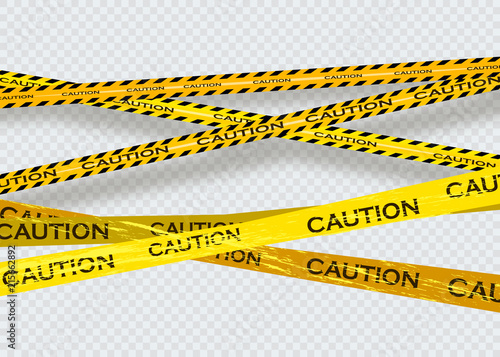 Caution lines isolated. Warning tapes. Danger signs. Vector illustration.