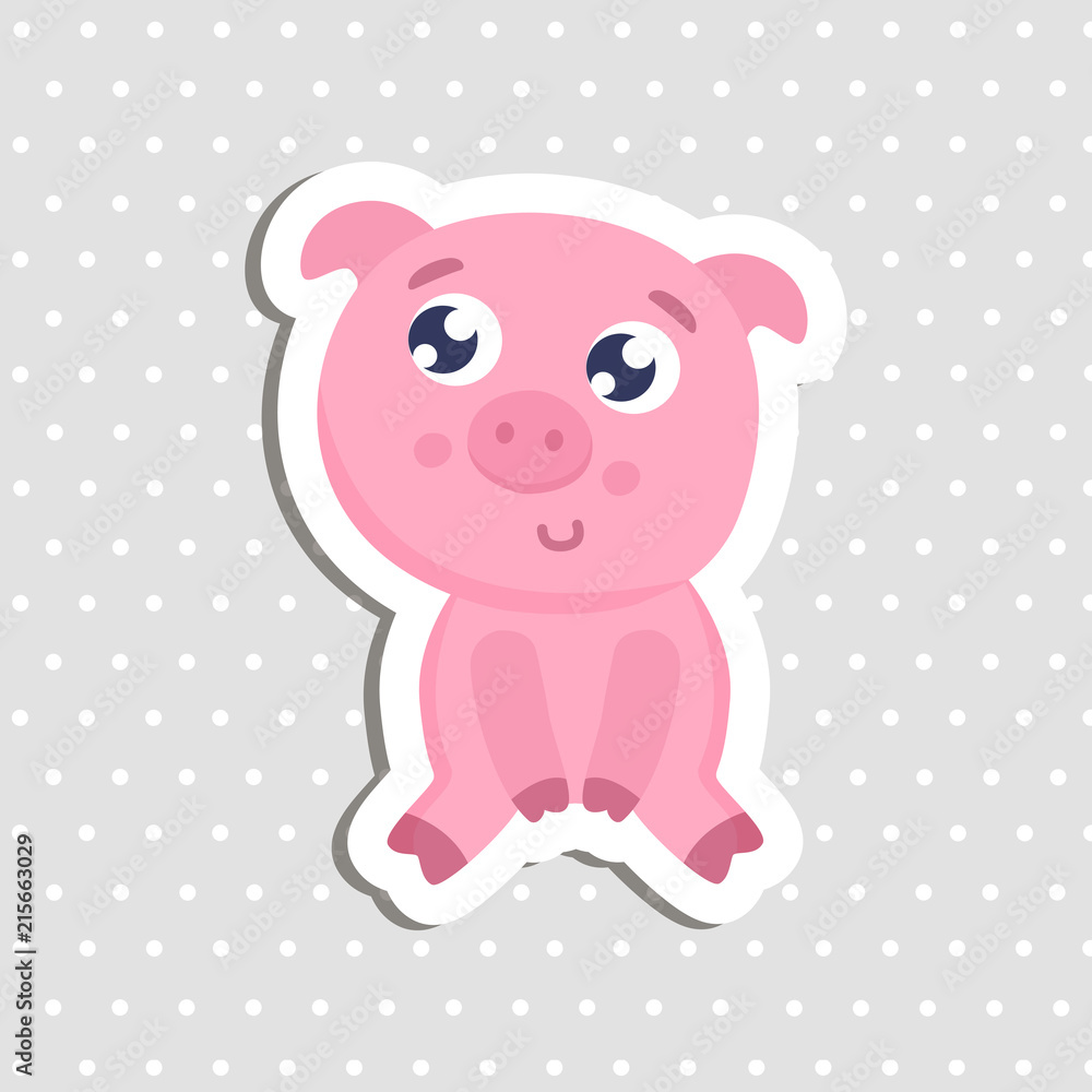 Cute pig sticker vector illustration. Flat design. Cute pig sticker vector illustration. Flat design.