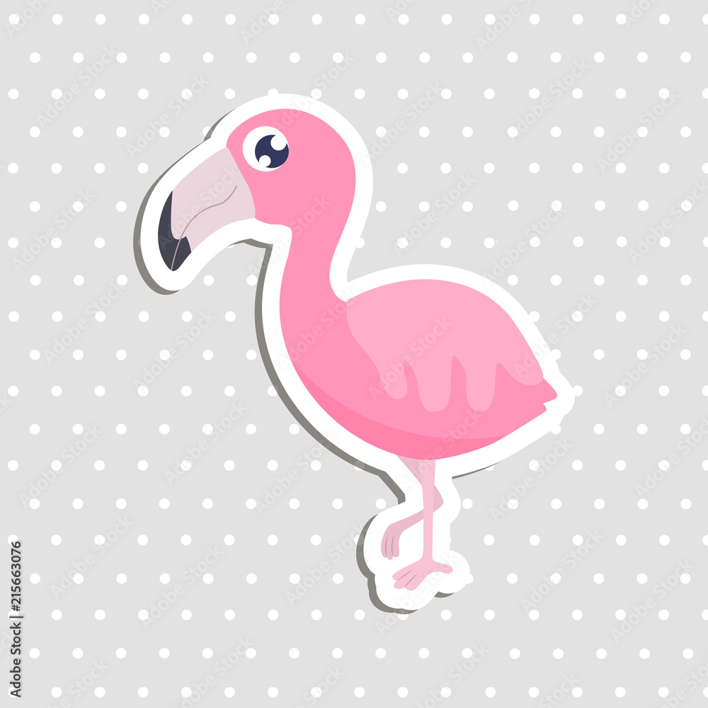 Fototapeta premium Cute flamingo sticker vector illustration.
