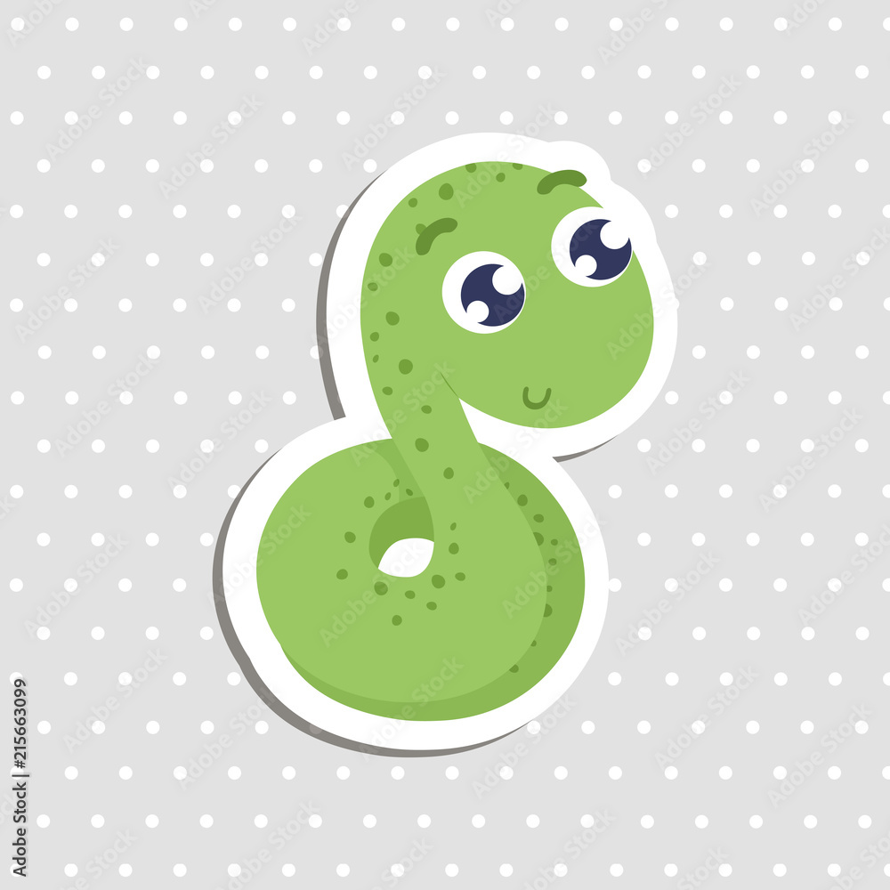 Fototapeta premium Cute cartoon snake sticker vector illustration.