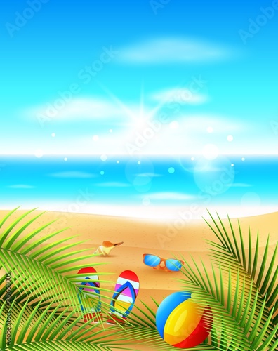 Fototapeta Naklejka Na Ścianę i Meble -  Sea panorama. Beautiful summer beach background