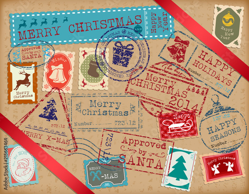 Retro stamps for Christmas holidays.
