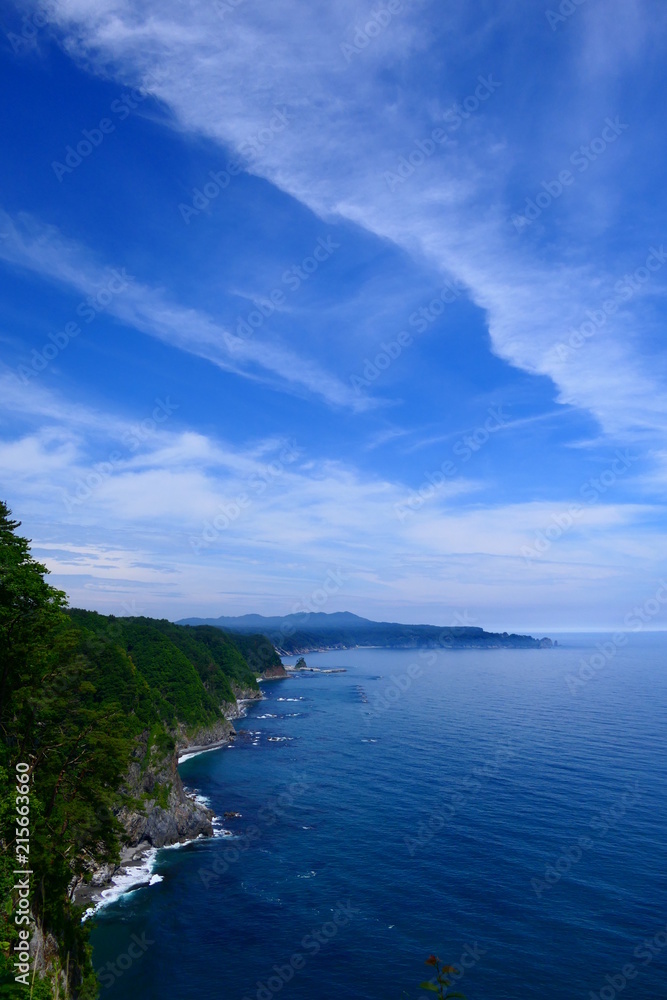 初夏の三陸海岸。三陸復興国立公園、鵜の巣断崖。田野畑　岩手　日本。７月中旬。