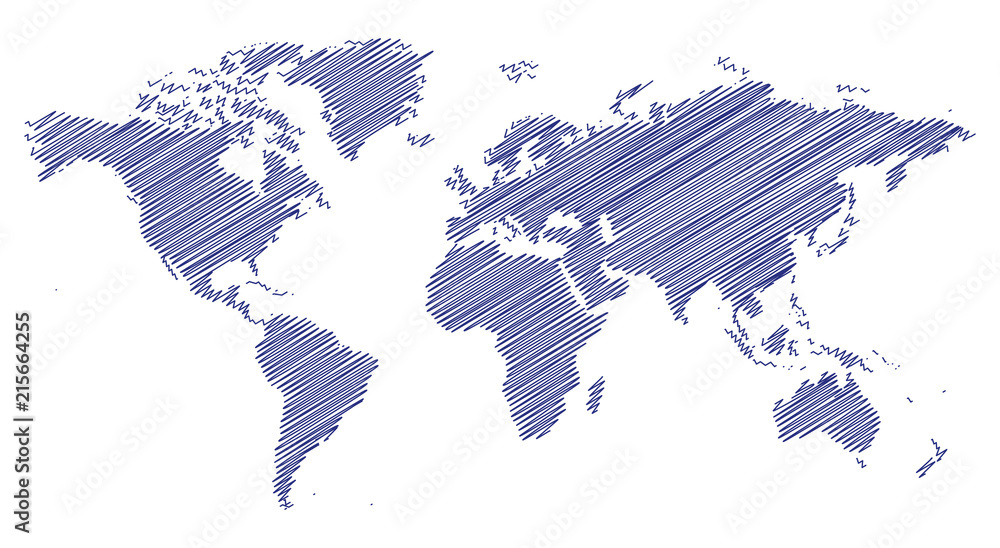Obraz premium Had Drawn sketch map of the world