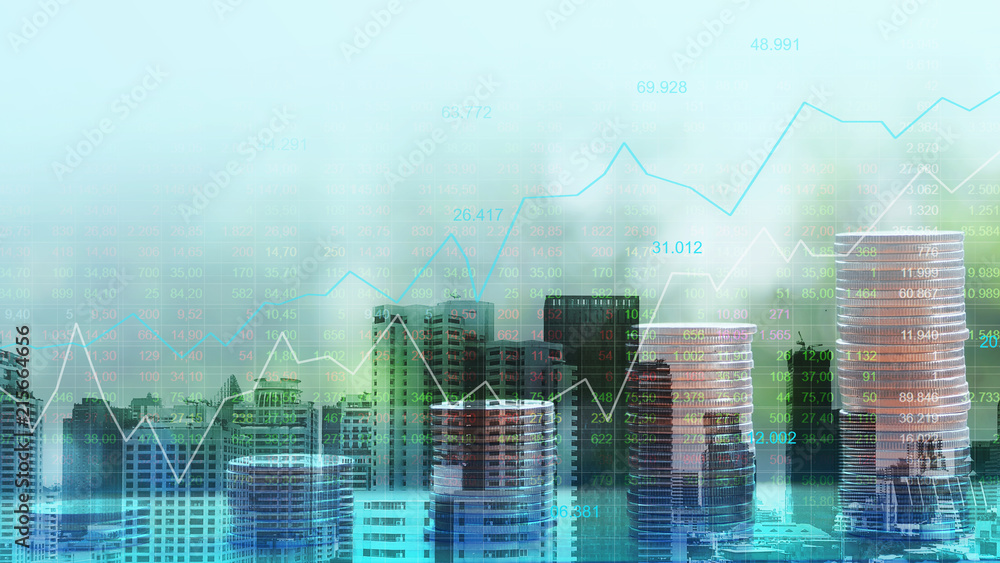 Stock market or forex trading graph in graphic double exposure concept Stock market or forex trading graph in graphic double exposure concept
