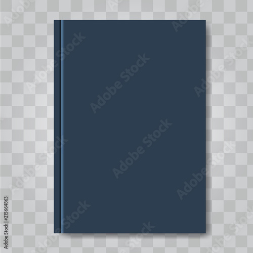 Vector Book cover mock up. Dark blue color. Ready template blank white vertical design template.