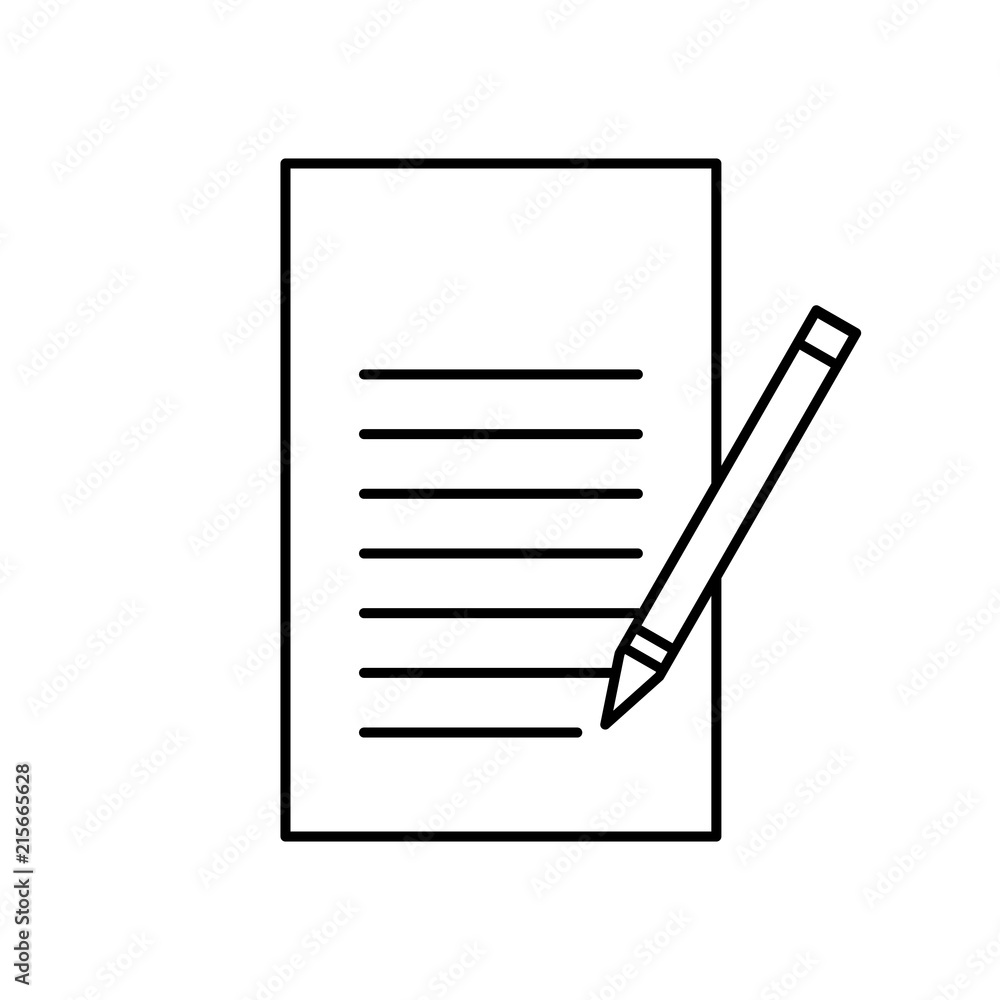 Icon of sheet of paper with pencil taking notes