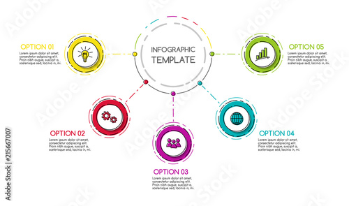 Colourful business timeline with hand drawn elements. Vector.