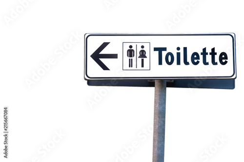 freigestelltes Schild mit Aufschrift Toilette